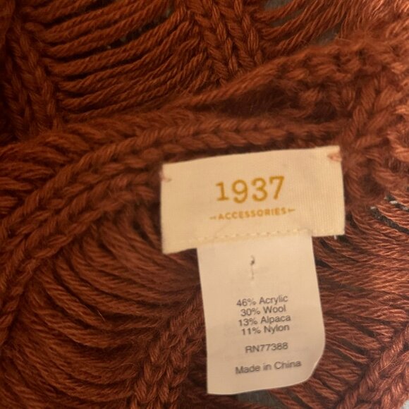 1937 Accessories Knit Tube Snood Scarf, Wool Alpaca Blend, Unisex, OS, Cinnamon - Picture 6 of 7
